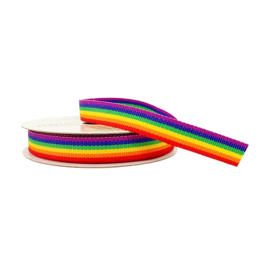 12 Pack: 3/8&#x22; x 7yd. Grosgrain Rainbow Ribbon by Celebrate It&#x2122;